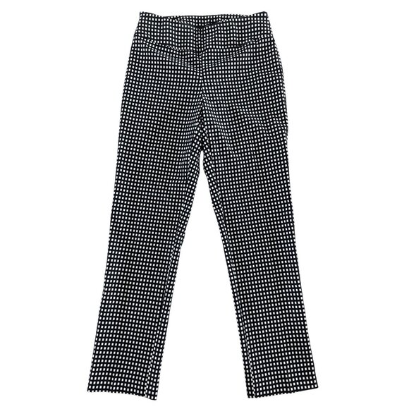 UP! Canada Black White Check Elastic Waist Ankle Pull On Pants‎ Size 4 Slimming - Picture 1 of 8